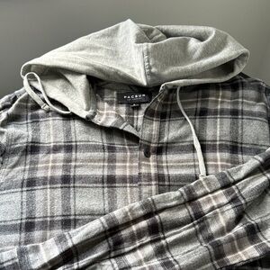 PacSun Men's Hoodie Sweater in Gray Plaid - NEVER WORN